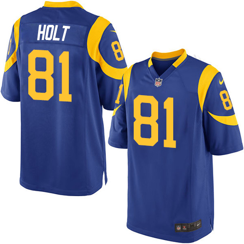 Men's Game Torry Holt Nike Jersey Royal Blue Alternate - #81 NFL Los Angeles Rams